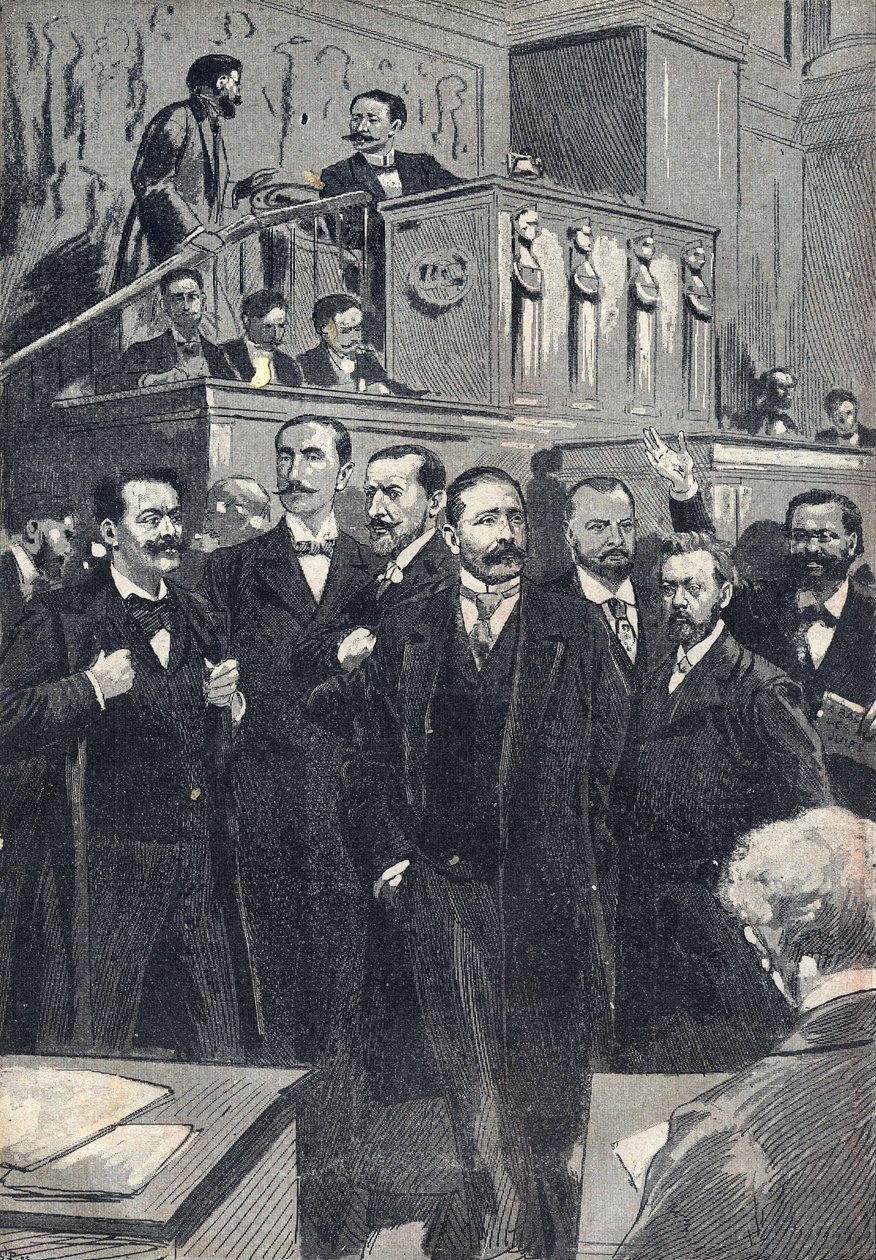 تم انتخاب مجلس النواب لأول مرة في عام 1898: بول ديشانيل (1855-1922) ، رئيس مجلس النواب. Paul Adolphe Granier de Cassagnac (1842-1904) ، Lucien Millevoye (1850-1918) ، Paul Deroulede (1846-1914) ، Jacques Piou (1838-1932) ، Eugen بواسطة فنان غير معروف