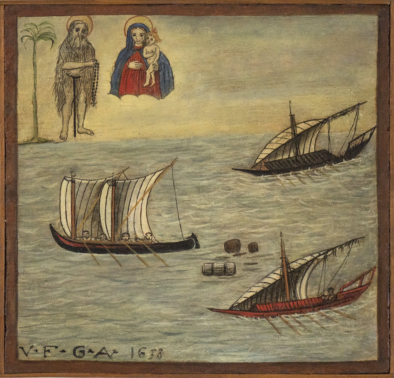 بحار فوتو (ex voto) سابق ، عرض شعبي كتعهد بالتفاني والامتنان للبحار الناجي من مخاطر البحر القادمة من كنيسة كارمين ، توري ديل جريكو ، بالقرب من نابولي 1638 إيطاليا بواسطة فنان غير معروف