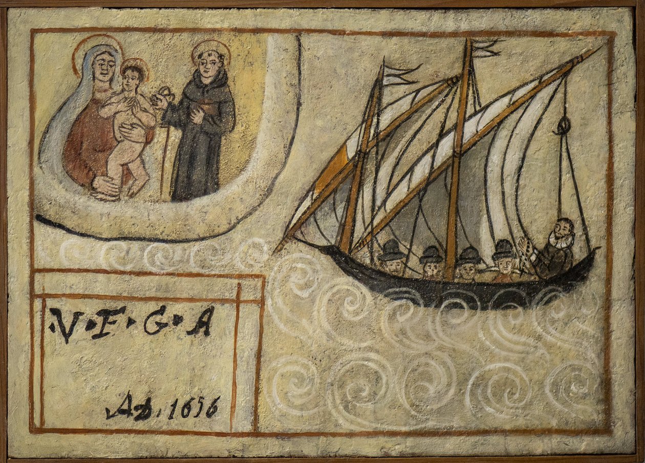 بحار فوتو سابقًا (ex voto) ، عرض شعبي كتعهد بالتفاني والامتنان للبحار الناجي من مخاطر البحر القادمة من كنيسة كارمين ، توري ديل غريكو ، بالقرب من نابولي في القرن التاسع عشر بإيطاليا بواسطة فنان غير معروف