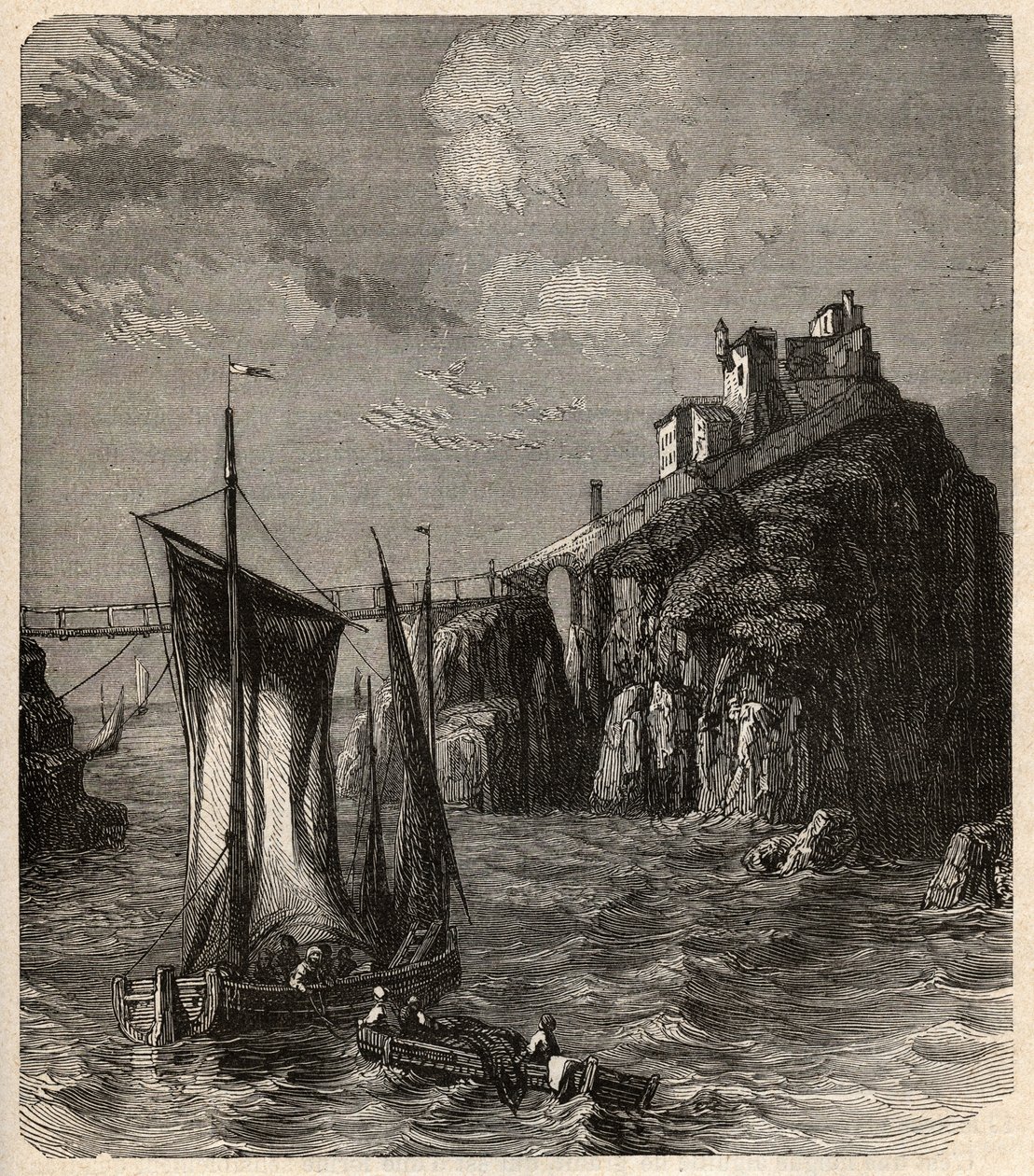 Fort de Bertheaume - Plougonvelin - Finistere - نقش في "" PATRIE "- الوصف PECTURESSE DE LA FRANCE في 6 مجلدات بواسطة LUCIEN HUARD - نهاية القرن التاسع عشر بواسطة فنان غير معروف