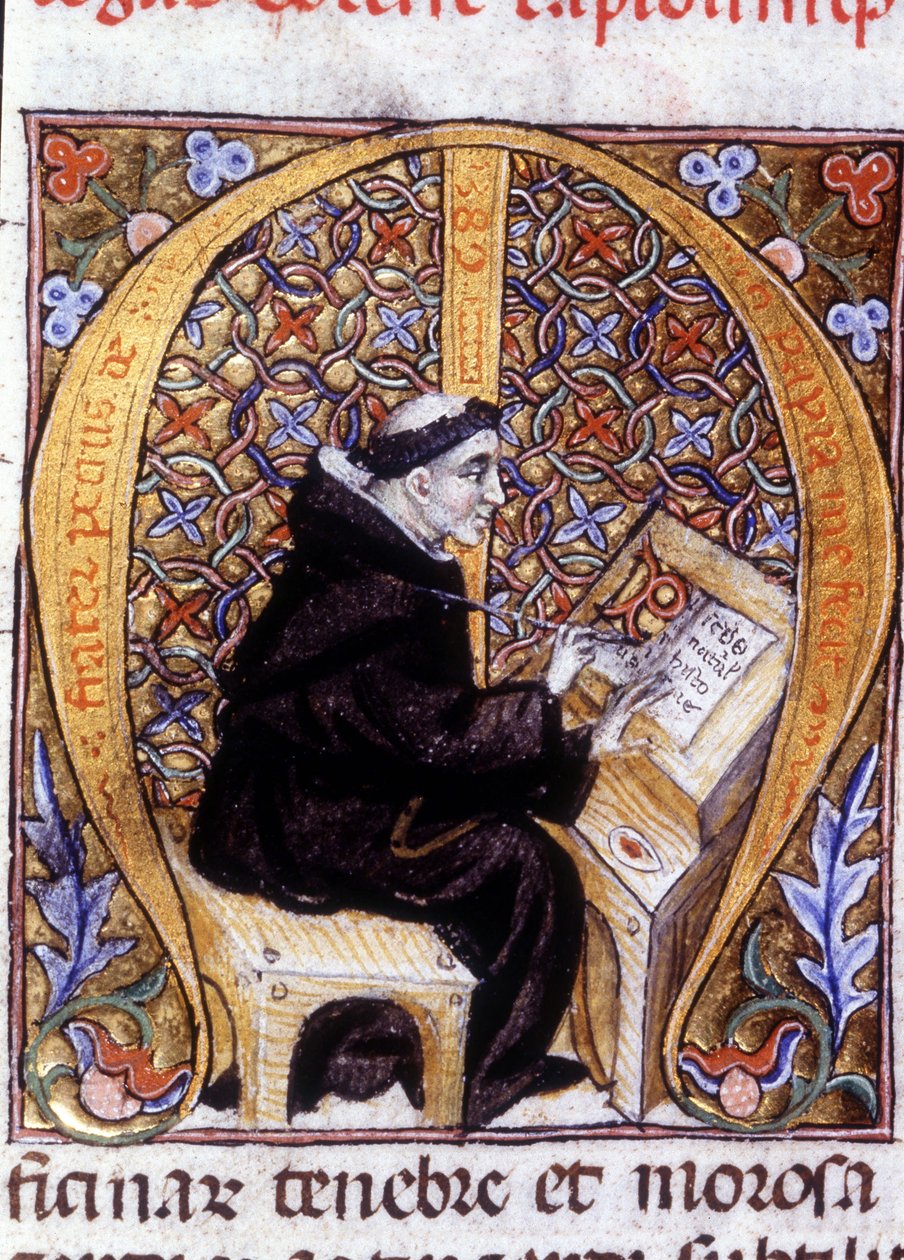 Fra Pietro di Pavia (Frere Pierre de Pavia) ، ناسخ في العمل ("M"). مخطوطة القرن الرابع عشر. بواسطة فنان غير معروف