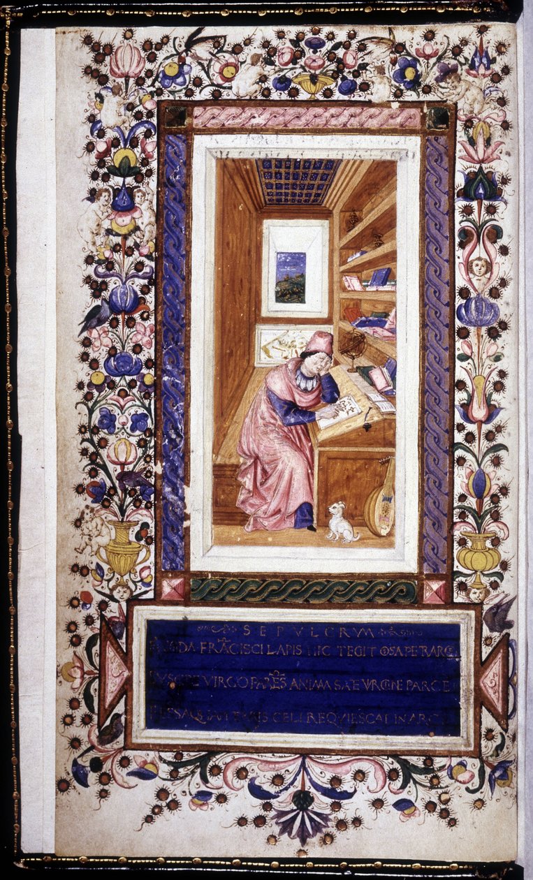 فرانشيسكو بتراركا (1304 - 1374) ، منمنمة القرن الخامس عشر. مكتبة تريفولزيانا. ميلان بواسطة فنان غير معروف