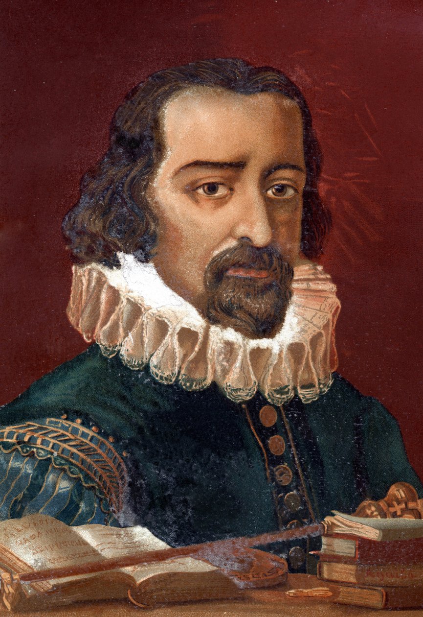 فرانسيس بيكون (1561-1626) ، مستشار إنجلترا والفيلسوف بعد "العلم ورجاله بقلم لويس فيجيه". برشلونة 1881 بواسطة فنان غير معروف