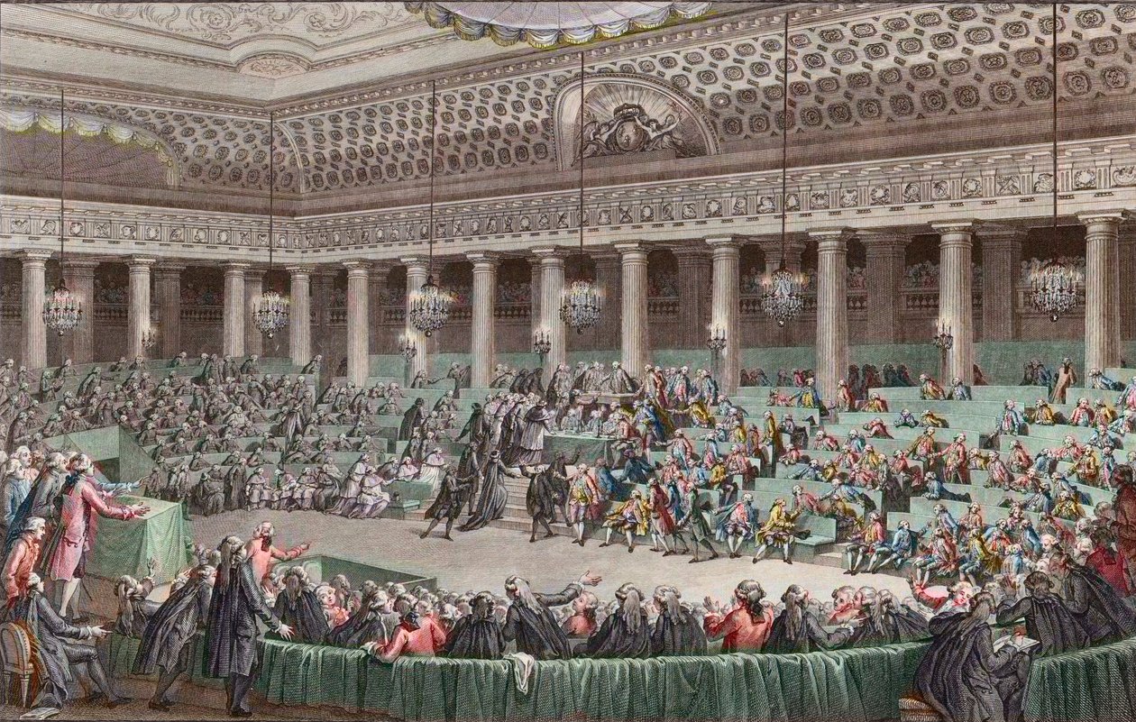 الثورة الفرنسية - الجمعية الوطنية تتخلى عن جميع الامتيازات ، 4 أغسطس 1789 ، نقشها هيلمان - المجمع - التخلي عن الامتيازات الوطنية ، فرساي ، سينسي دي لا - نوي دو 4 في 5 أغسطس 1789 بواسطة فنان غير معروف