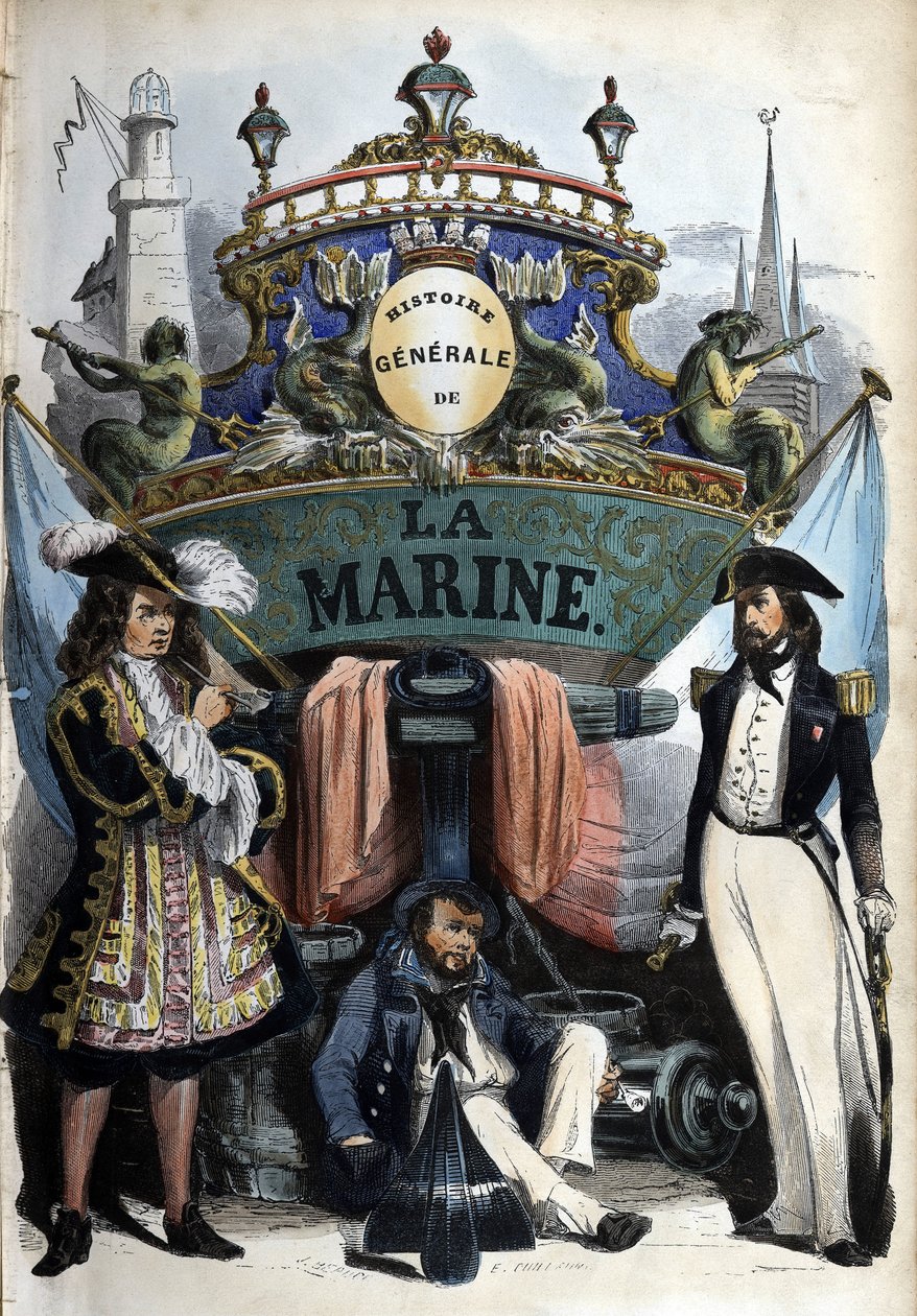 واجهة الكتاب في "Histoire generale de la Marine" تحت إشراف السيد فان تيناك بواسطة فنان غير معروف