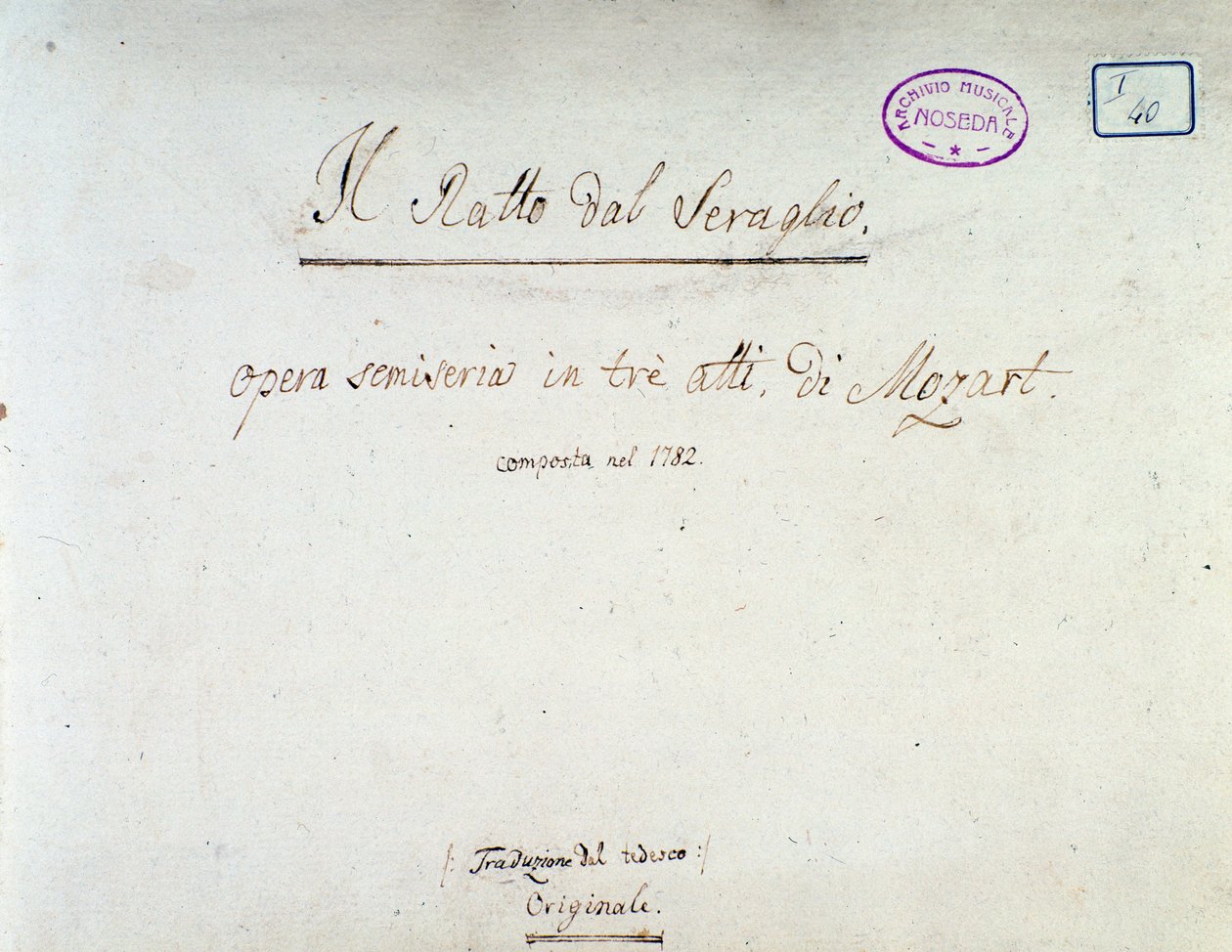 واجهة كتاب الاختطاف من Seraglio ، أوبرا موتسارت ، نسخة Lichtenthal (1838) بواسطة فنان غير معروف