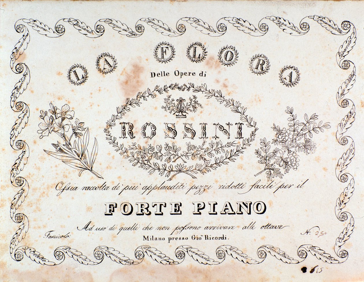 مقدمة من خلاصة لا فلورا من أكثر القطع شهرة (في إصدار فورتيبيانو) من قبل Gioacchino Rossini بواسطة فنان غير معروف