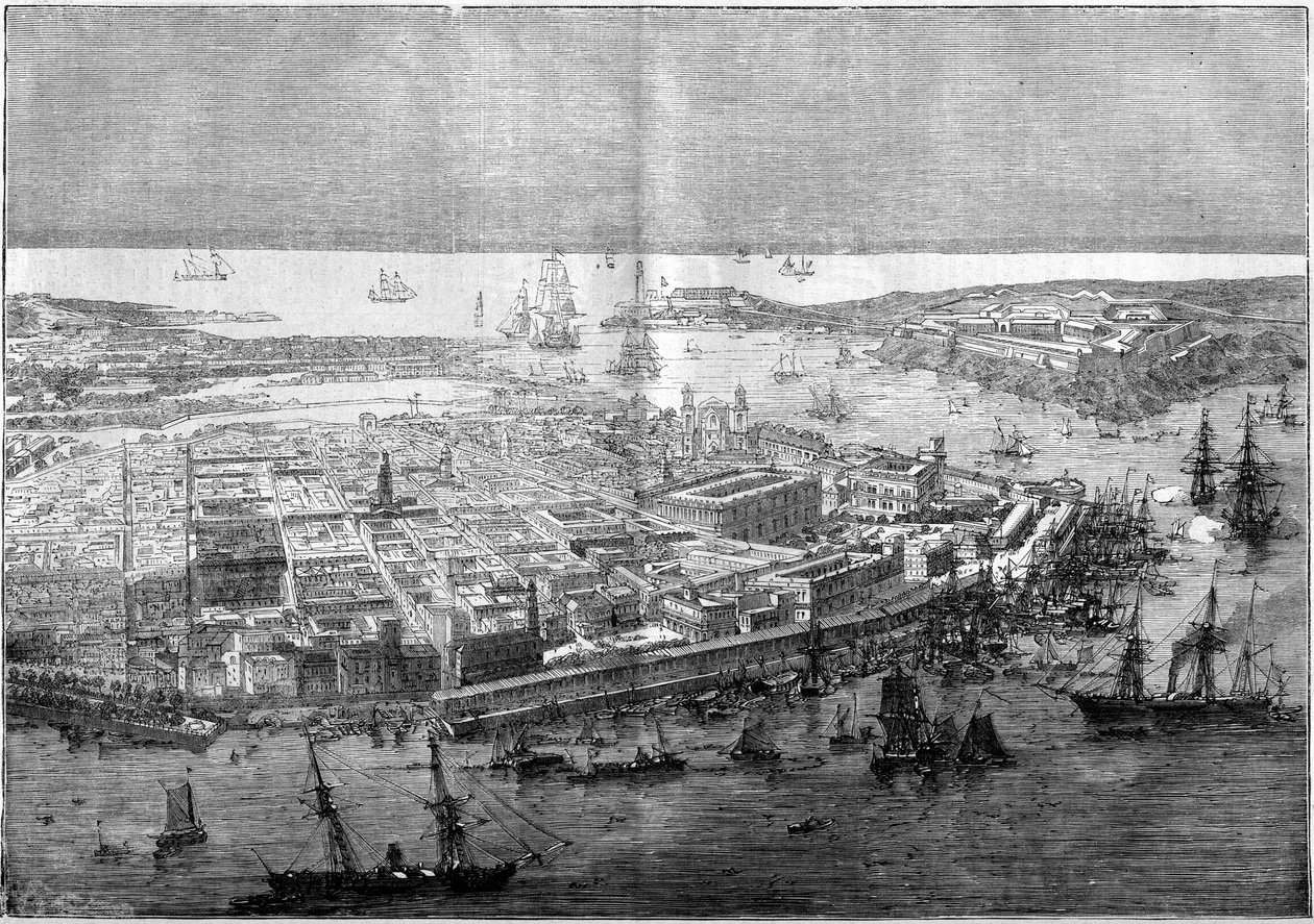 منظر عام لهافانا في عام 1862 - جهاز من الفرقة الفرنسية بقيادة الأدميرال جوريان دي لا جرافير. بواسطة فنان غير معروف