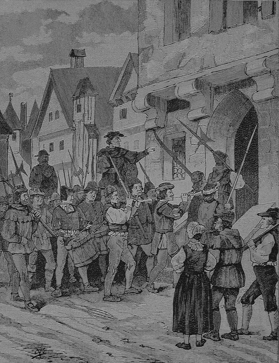 حرب الفلاحين الألمان (1524-1526): أورينباخ، المزارعون، روتنبورغ، بافاريا، ألمانيا بواسطة فنان غير معروف
