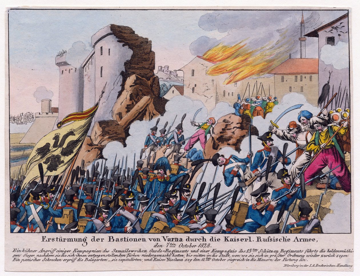 Guerre russo-turque de 1828-1829 - اقتحام الجيش الروسي معاقل فارنا في سبتمبر 1828 حسب مجهول بواسطة فنان غير معروف