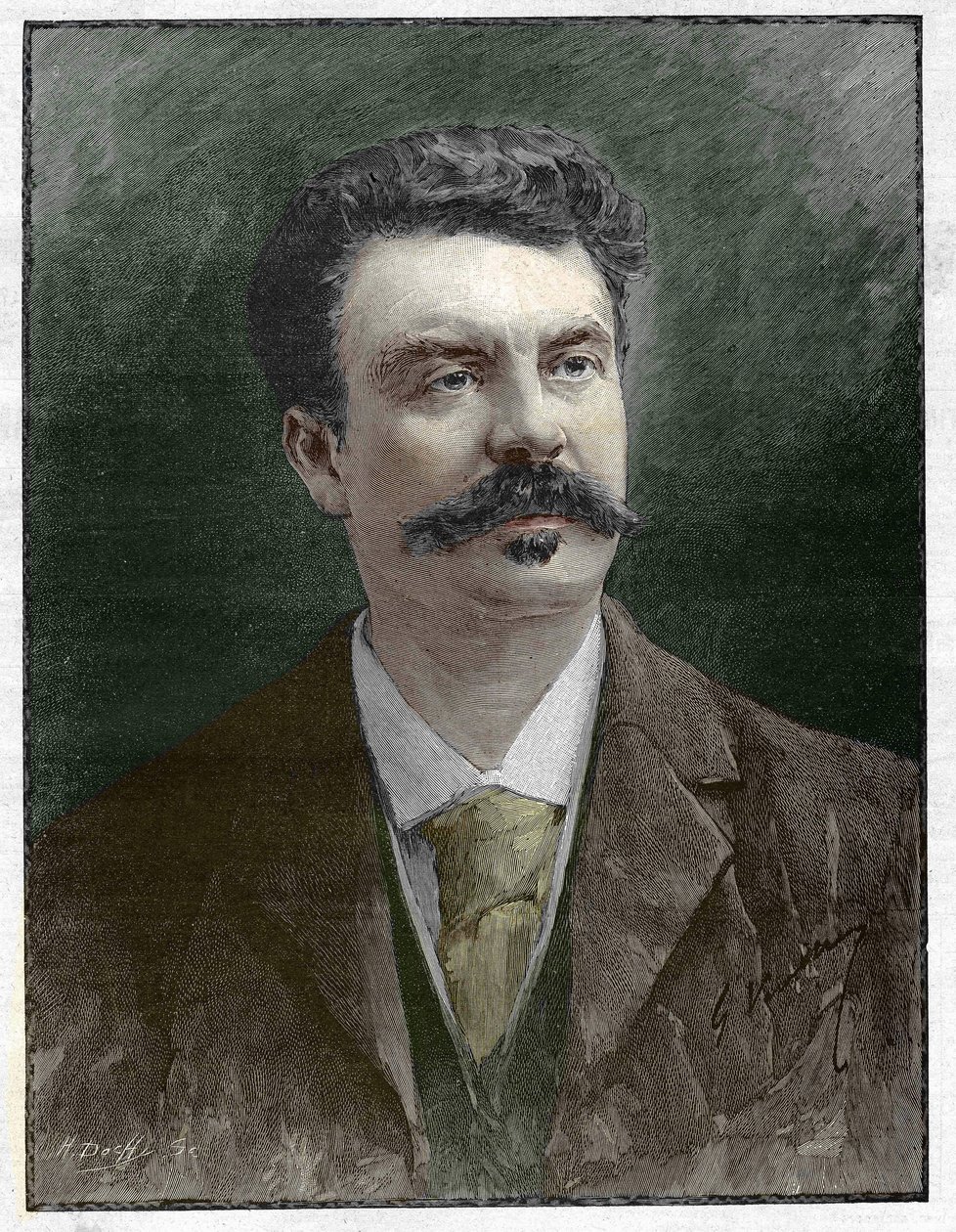 جاي دي موباسان (1850-1893) ، كاتب فرنسي. بواسطة فنان غير معروف