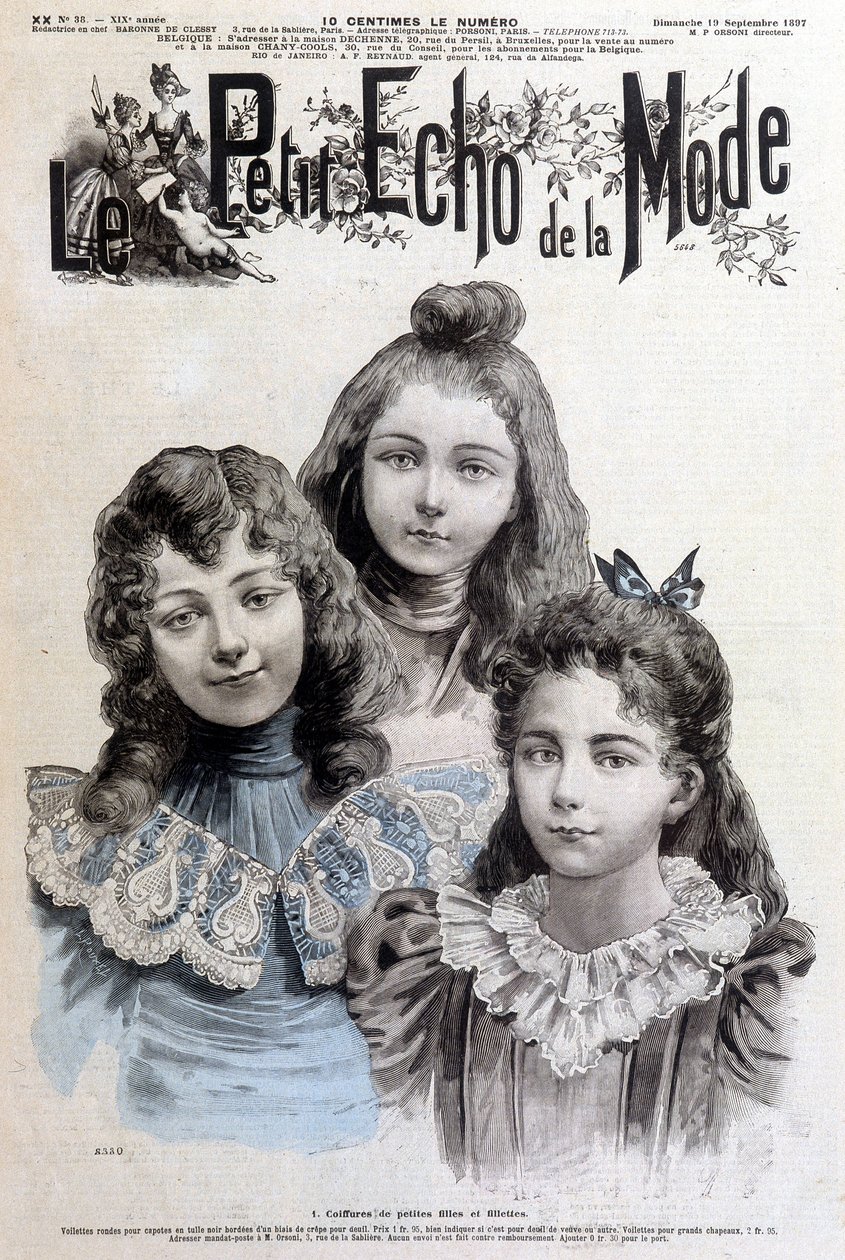 تسريحات الشعر للفتيات والفتيات - في “Le petit echo de la mode” بتاريخ 19/09/1897 بواسطة فنان غير معروف