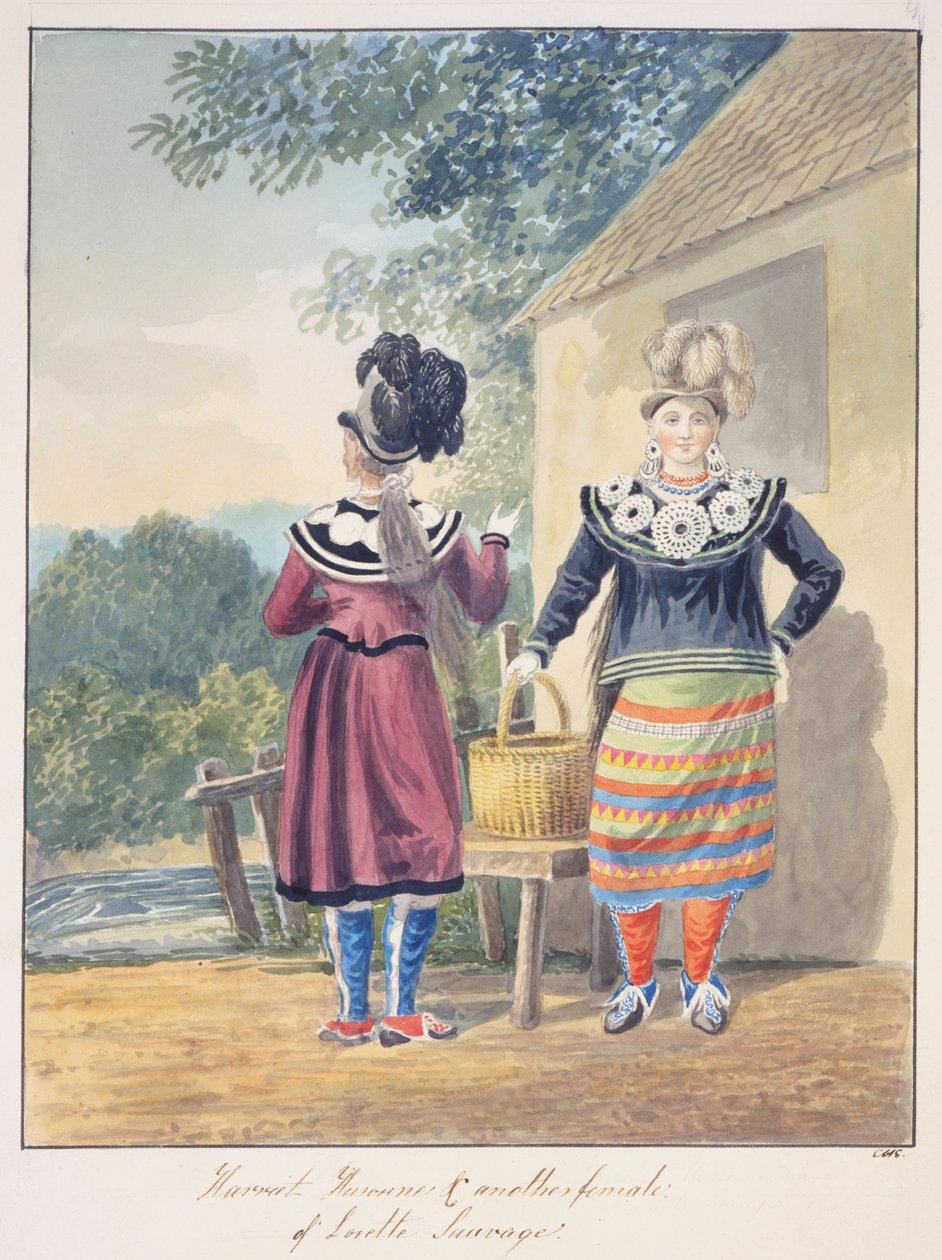 هارييت هورون وأنثى أخرى من لوريت سوفاج، حوالي 1843-50 (ألوان مائية) بواسطة فنان غير معروف
