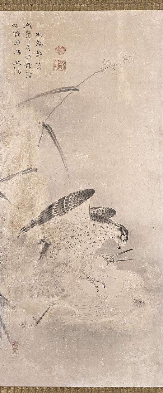 الصقور والفريسة (حبر على ورق) بواسطة فنان غير معروف