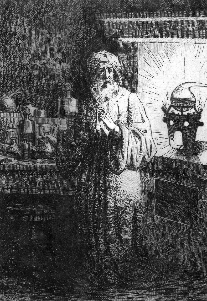 Hennig Brand أو Hennig Brandt German Alchemist يكتشف الفوسفور. بواسطة فنان غير معروف