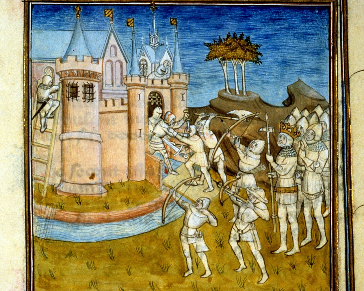 حارب Henri 1er (1008-1060) ضد جيش ويليام الفاتح (1027-1087) في 1054 - في "" Grandes chroniques de Saint-Denis "" ، أواخر القرن الرابع عشر (المرجع 512 بواسطة فنان غير معروف