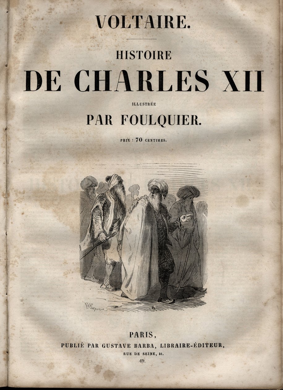تاريخ تشارلز الثاني عشر (كارل) (1682-1718) ، ملك السويد - بقلم فولتير - طبعة كاليفورنيا. 1846 بواسطة فنان غير معروف