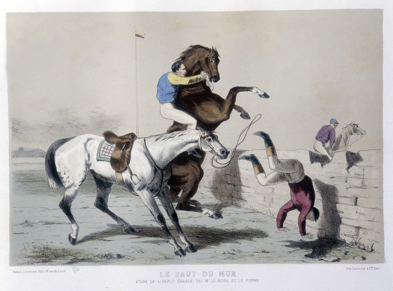 ركوب الخيل: Le jump du mur، Steeple - في "" Le Centaure "" بواسطة فنان غير معروف