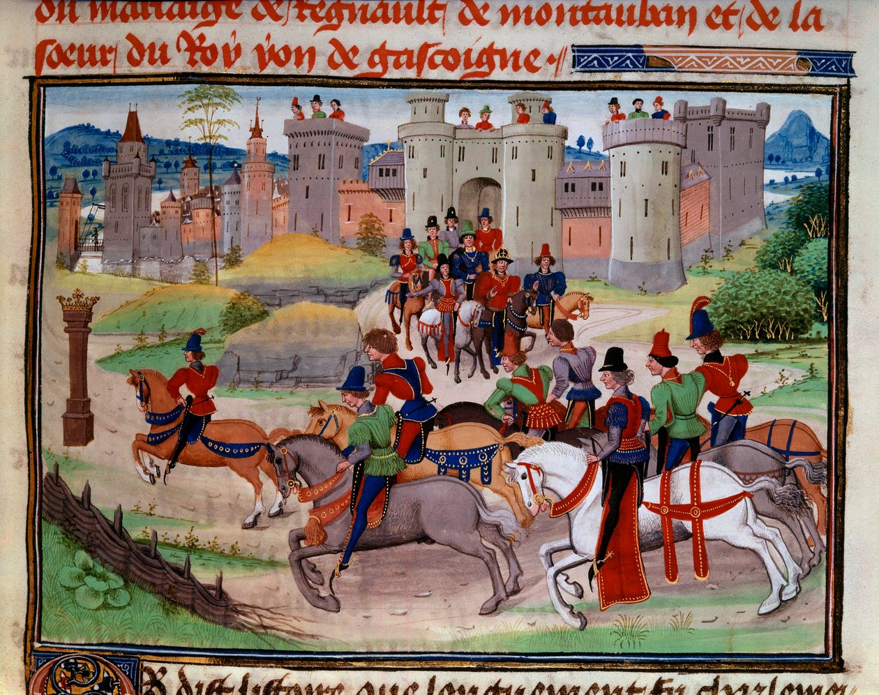 مشهد الصيد. صورة مصغرة من مخطوطة "Renaud de Montauban" أو "Les quatre fils Aymon" بواسطة Loyset Liedet (نشط بين عامي 1448 و 1478). السيدة 5073. القرن الخامس عشر مكتبة الأرسنال ، باريس بواسطة فنان غير معروف