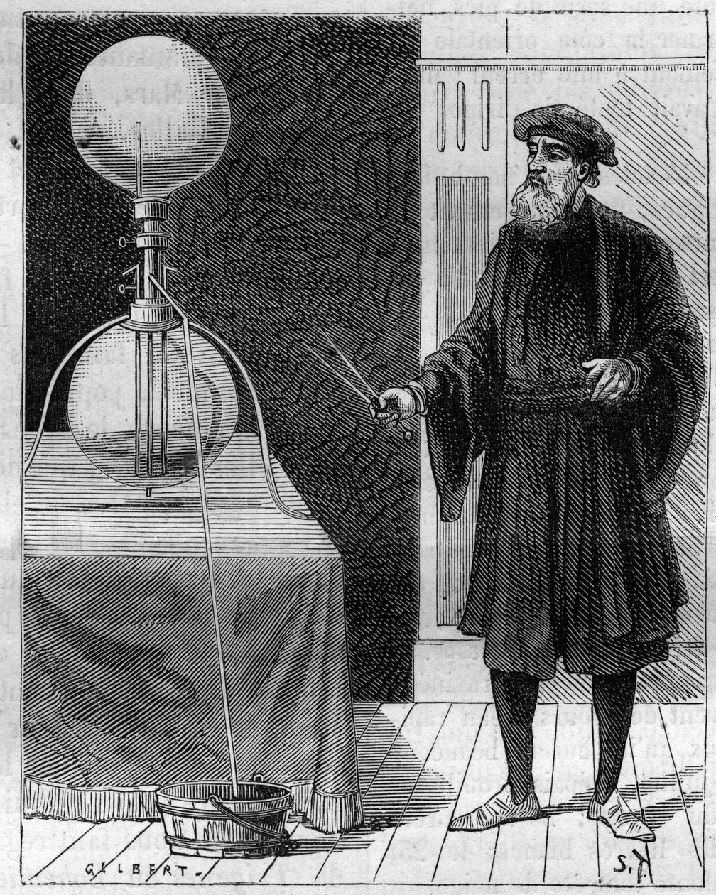 الاختراع الهيدروليكي: آلة هيدروليكية تعمل بالهواء المضغوط (هيدروليكي هوائي). نقش في "" La Nature "" بواسطة فنان غير معروف