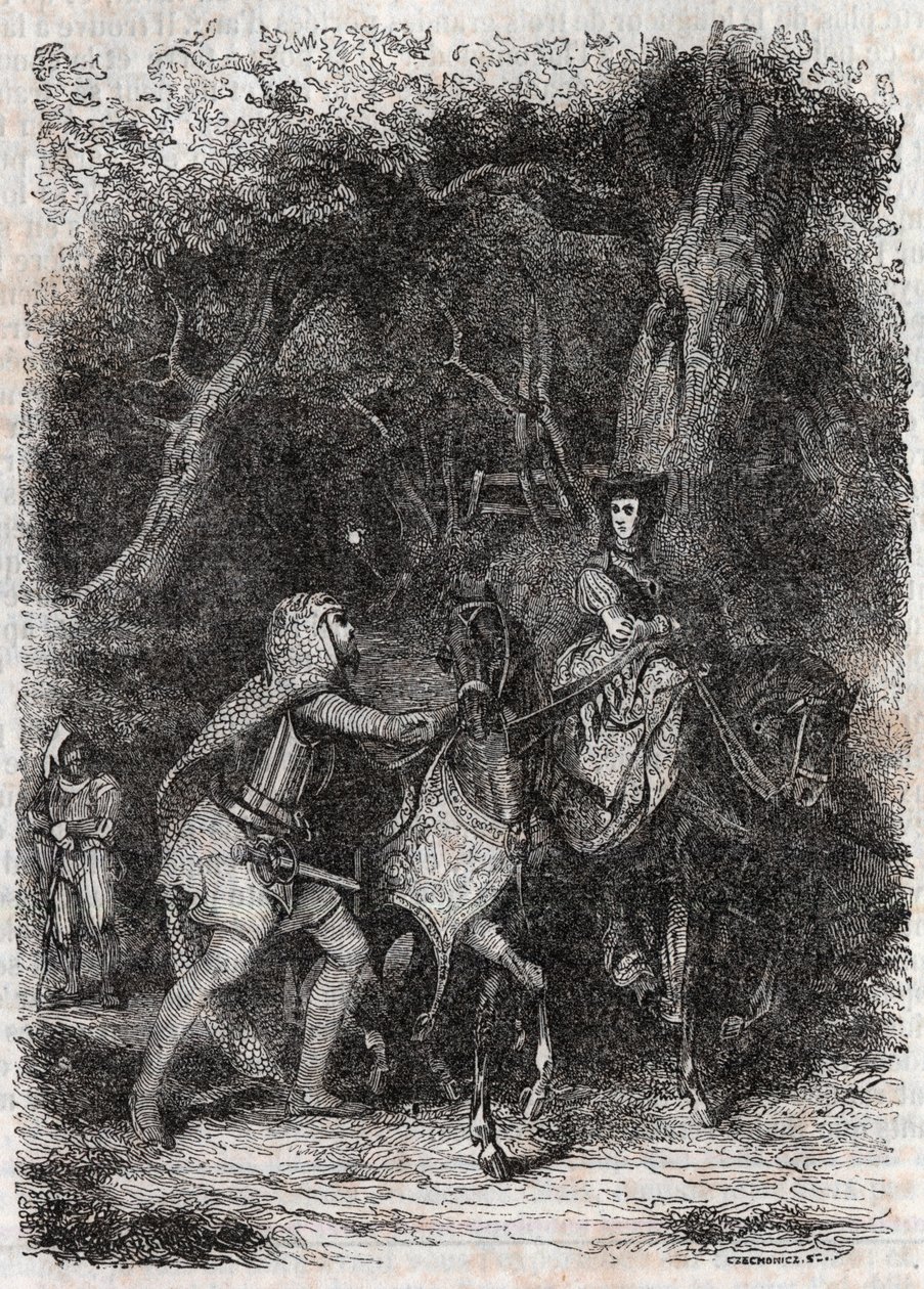 رسم هيبالكا بواسطة رودومونت - 1851 نقش من "Furious Roland" (أورلاندو فوريوسو) (القرن السادس عشر) لودوفيكو أريوستو ، المعروف باسم أريوستو - نسخة مترجمة من الإيطالية بواسطة كونت تريسان ونشرها غوستاف هارفارد 1851 بواسطة فنان غير معروف