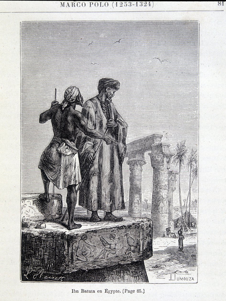 ابن بطوطة (1307-1377) في مصر - في "اكتشاف الأرض" لجول فيرن بواسطة فنان غير معروف