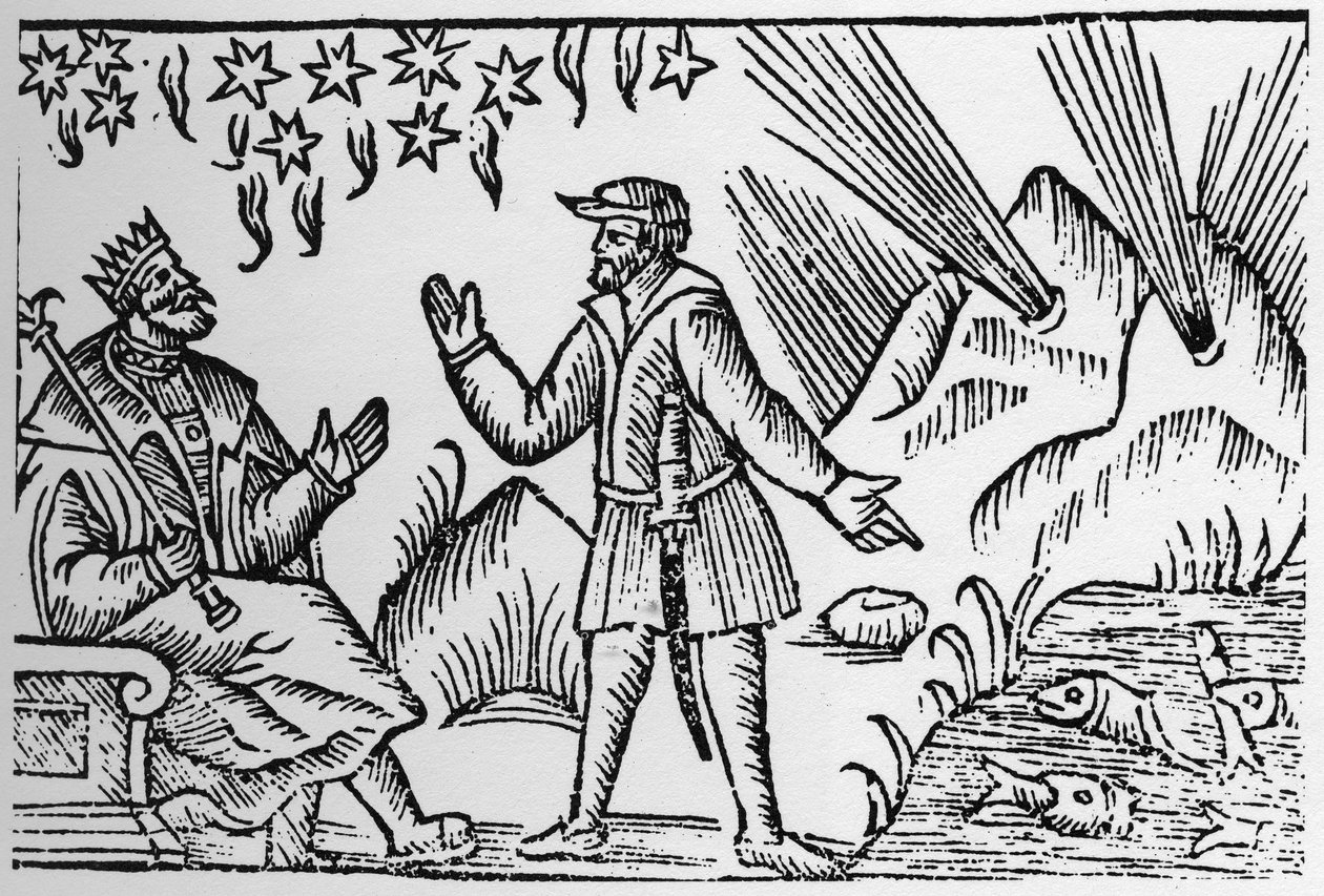 Ichthyomancia: العرافة بحركة الأسماك - في "Historia de Gentibus Septentrionalibus" (تاريخ شعوب الشمال) بقلم Olaus Magnus ، روما 1555 بواسطة فنان غير معروف