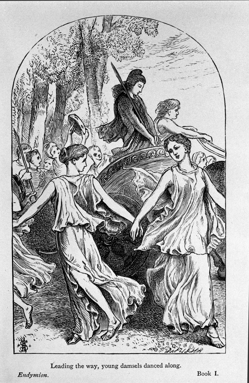 رسم إيضاحي لـ "Endymion" للشاعر جون كيتس (1795-1821) القرن التاسع عشر بواسطة فنان غير معروف