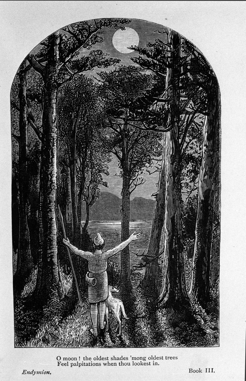 رسم إيضاحي لـ "Endymion" للشاعر جون كيتس (1795-1821) القرن التاسع عشر بواسطة فنان غير معروف