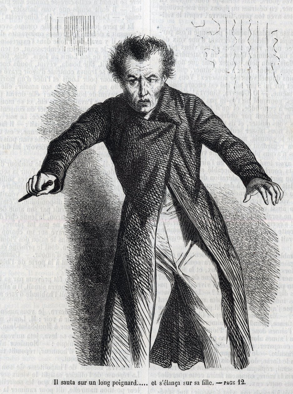 رسم توضيحي لرواية "La Vendetta" للكاتبة أونوريه دي بلزاك (1799-1850). بواسطة فنان غير معروف
