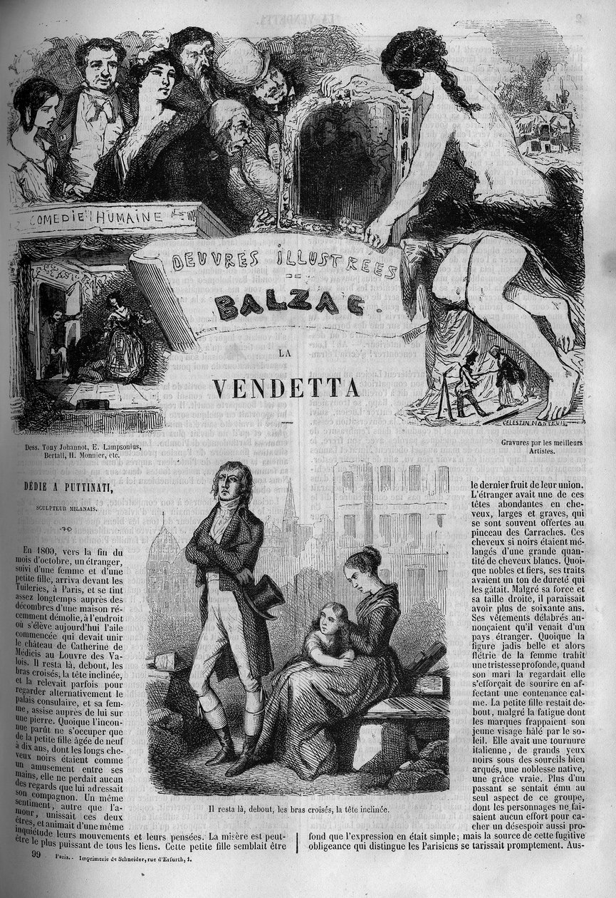رسم توضيحي لرواية "La Vendetta" للكاتبة أونوريه دي بلزاك (1799-1850). بواسطة فنان غير معروف