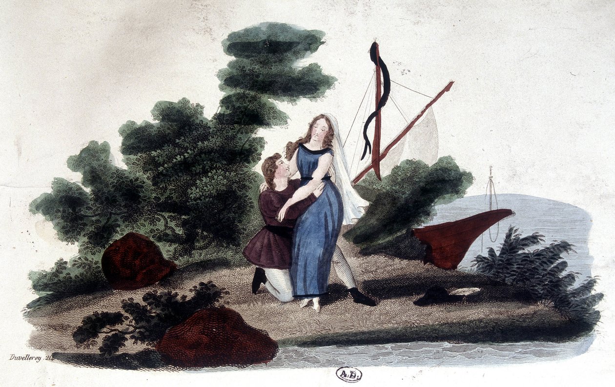 رسم توضيحي لرواية "Paul and Virginie" التي كتبها Henri Bernardin de Saint Pierre (Saint-Pierre أو St-Pierre) ، الكاتب الفرنسي (1737-1814). بواسطة فنان غير معروف