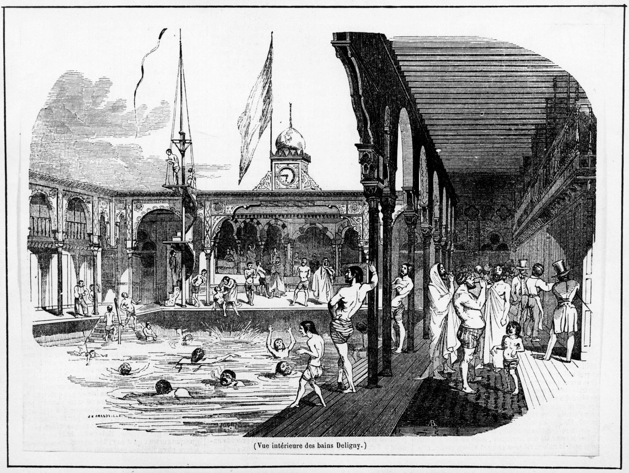 منظر داخلي لحمامات Deligny - Carnavalet ، sd بواسطة فنان غير معروف