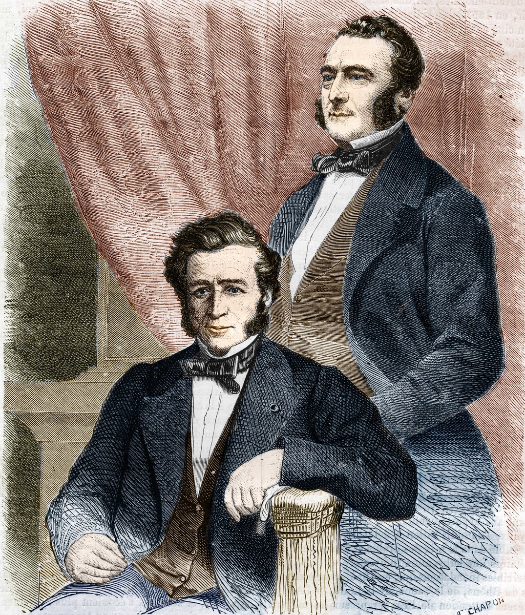 إسحاق (1800-1875) وإميل (1806-1880) بيريير ، مؤسسا Societe de Credit mobilier وشركة Compagnie Generale Transatlantique بواسطة فنان غير معروف