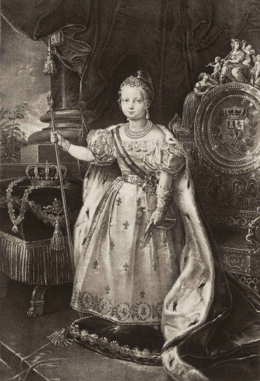 إيزابيلا الثانية (1830-1904). ملكة اسبانيا (نقش) بواسطة فنان غير معروف