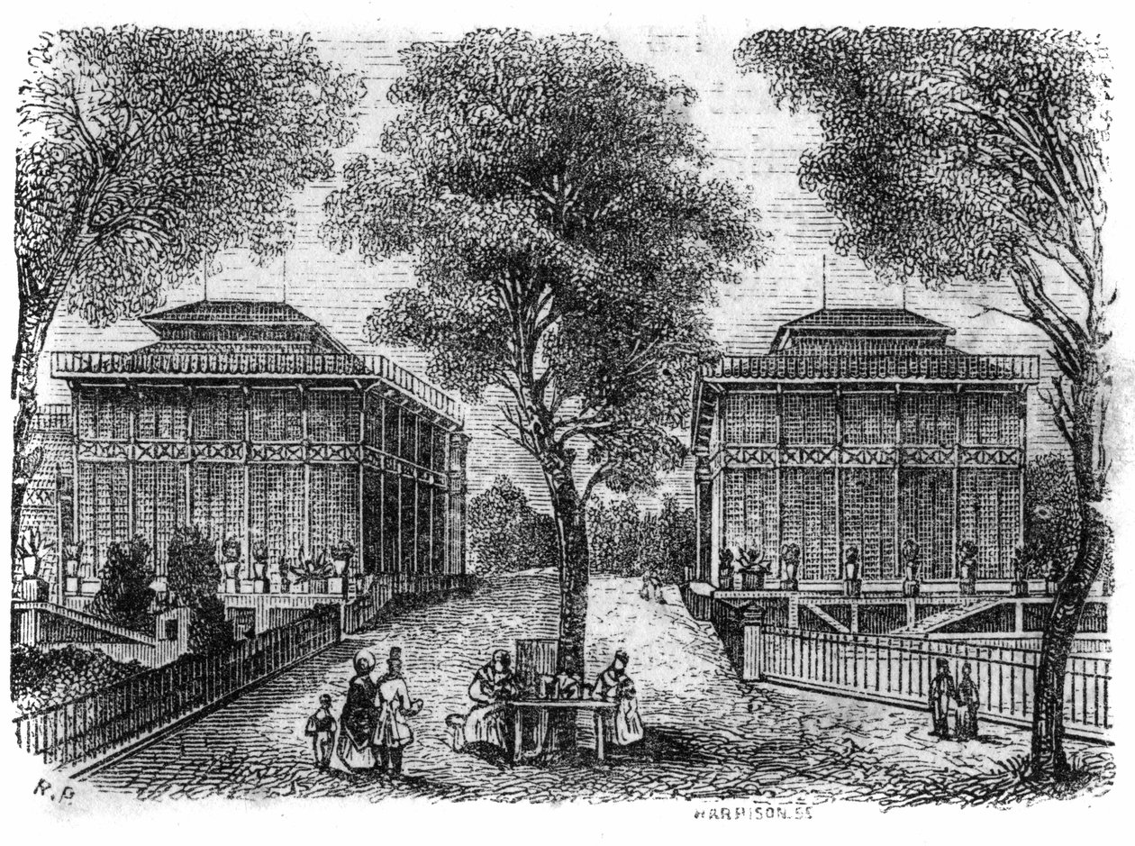 حديقة Jardin des Plantes في باريس عام 1861: أجنحة حديدية. بواسطة فنان غير معروف