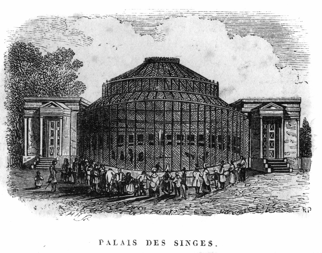 حديقة جاردان دي بلانت في باريس عام 1861: قصر القرود. بواسطة فنان غير معروف