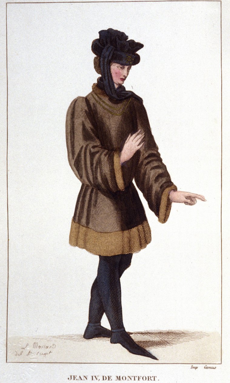 جان دي مونتفورت (1293-1345). بتأكيده على حقوقه ، أعلن حرب خلافة بريتاني. نقش من عام 1830. بواسطة فنان غير معروف