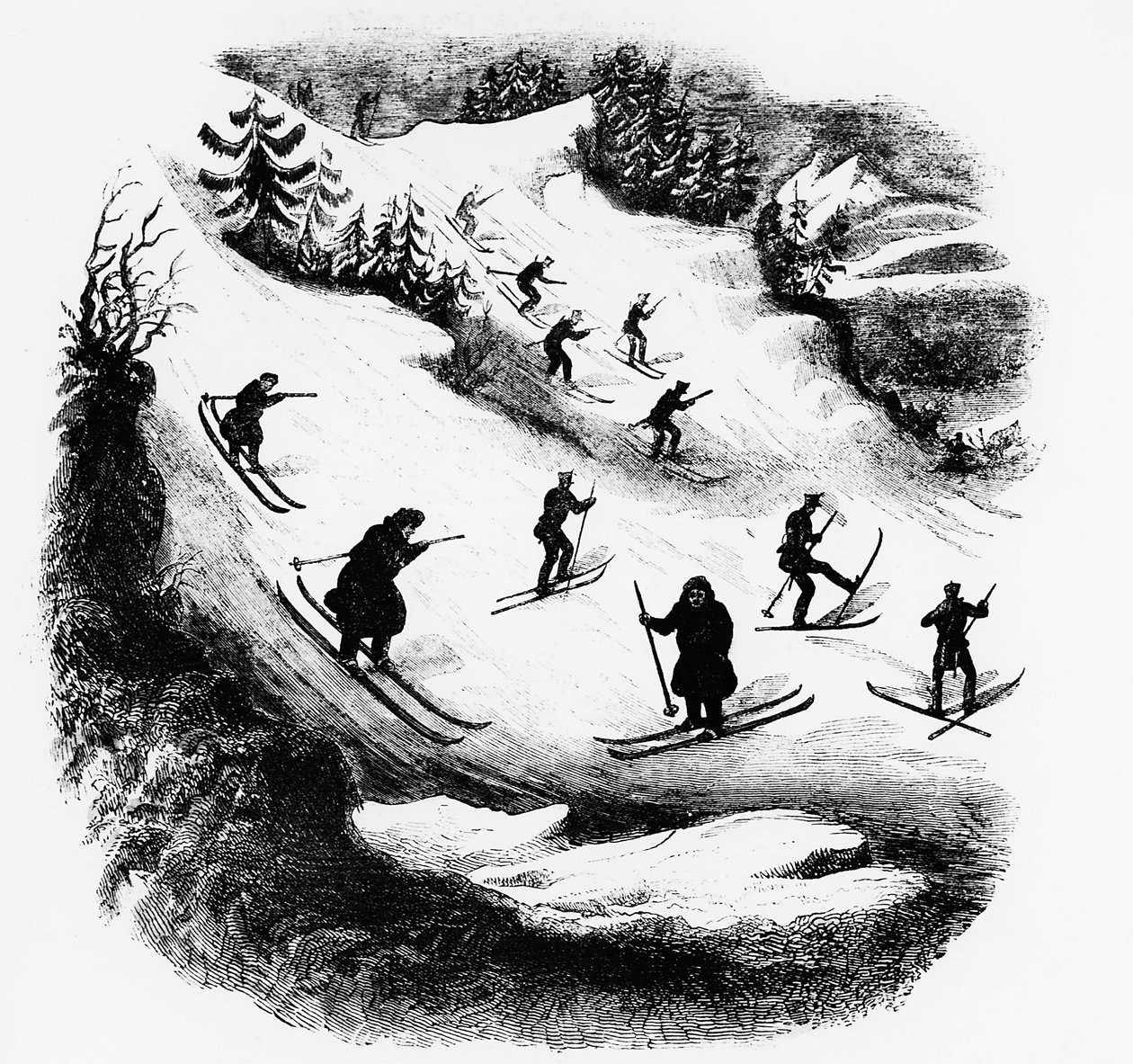 Jeux du Nord: متزلجون على مضمار - نقش ، أواخر القرن التاسع عشر. بواسطة فنان غير معروف