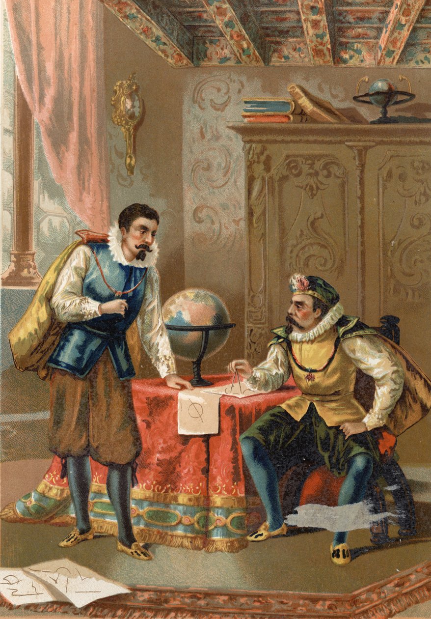 يوهانس كيبلر (كيبلر) (1571 - 1630) مع تايكو براهي (1546-1601) ، علماء الفلك ، براغ في 1600 - بعد العلم ورجالها بواسطة لويس فيجيه ، برشلونة 1881 بواسطة فنان غير معروف