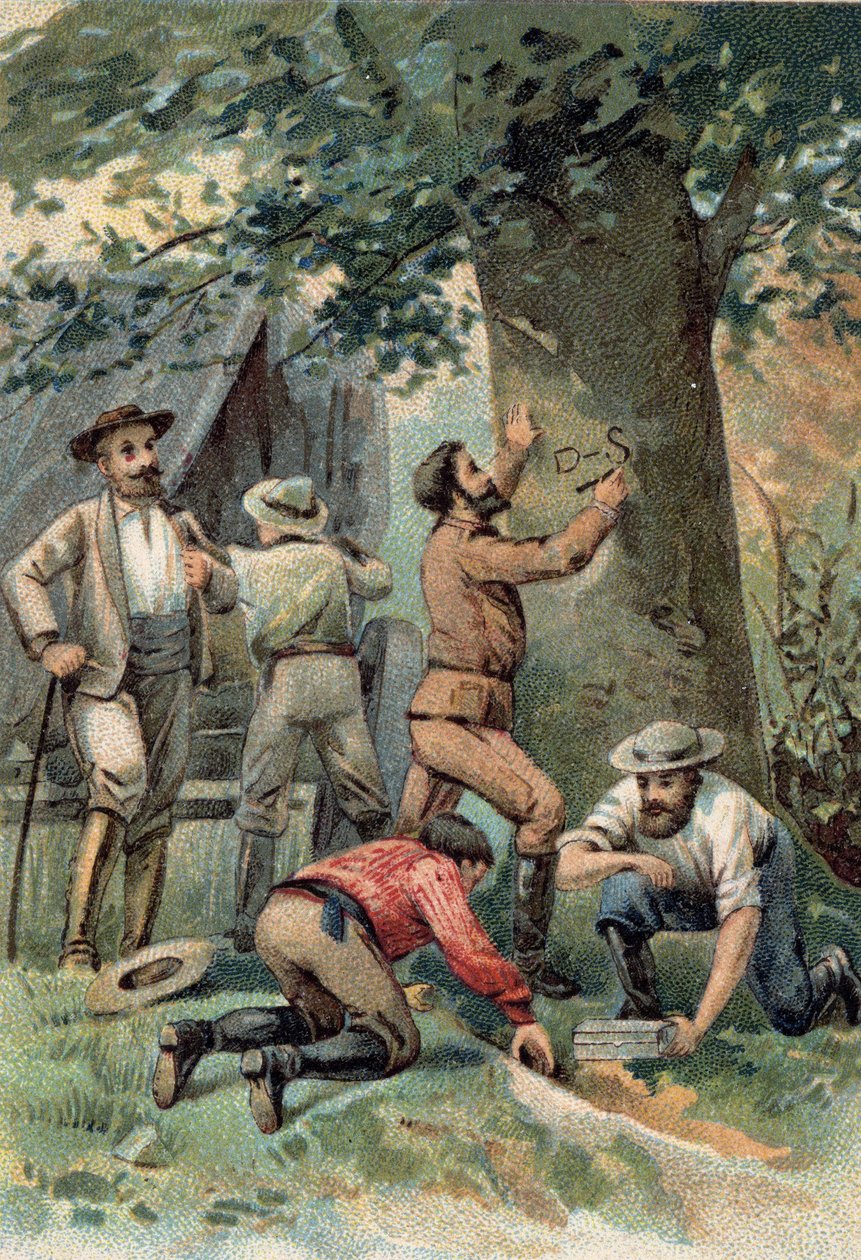 جون ماكدول (ماك دوال) ستيوارت (1815-1866): مستكشف اسكتلندي ، بعد عبور أستراليا في عام 1862 ، حدد المكان على شجرة في آخر ملجأ له. بواسطة فنان غير معروف