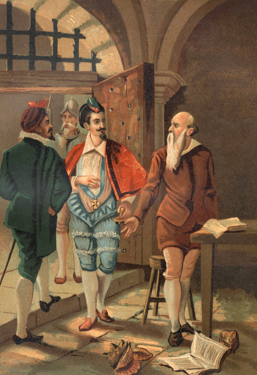 الملك هنري الثالث مع برنارد باليسي (1510 - 1589). الطباعة الحجرية الملونة في أواخر القرن التاسع عشر. استنادًا إلى La Ciencia y sus Hombres بواسطة Louis Figuier. برشلونة 1881 بواسطة فنان غير معروف