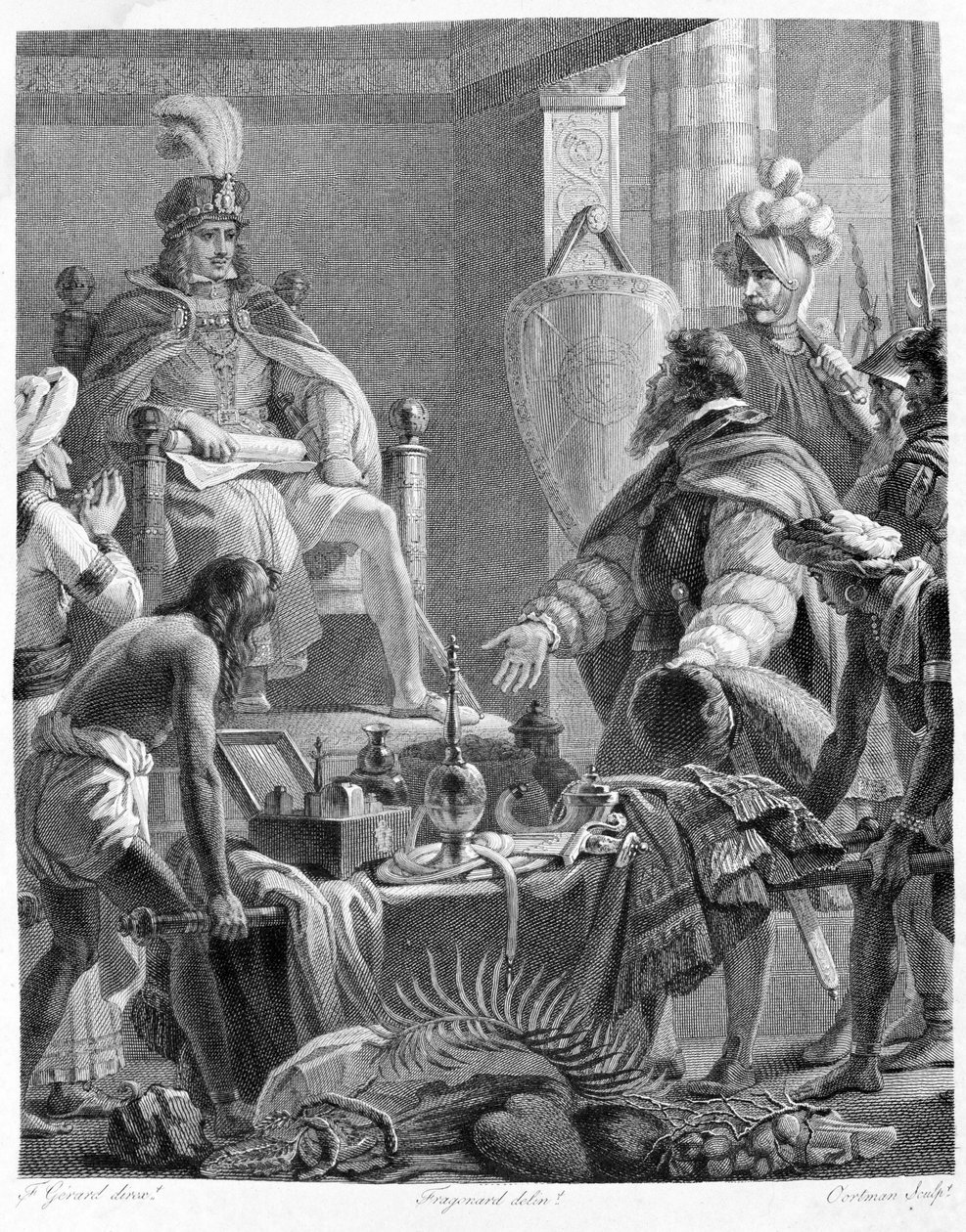 استقبل الملك مانويل الأول الكبير (1469 - 1521) فاسكو دي جاما. بواسطة فنان غير معروف
