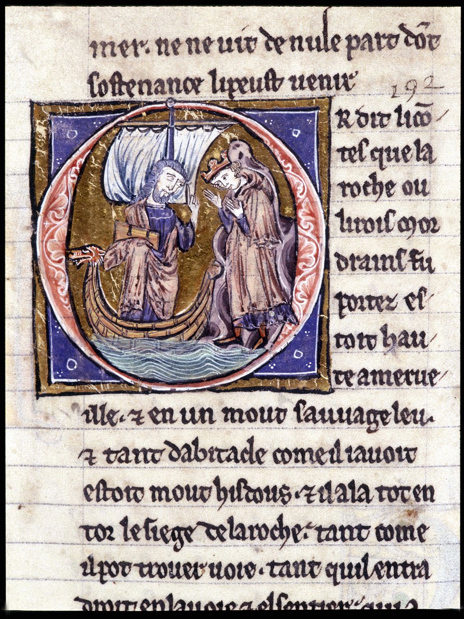 الملك مودريوس. مخطوطة: غزو القديس غريال ، كتبت بعد 717 سنة من آلام سيدنا. Bibliotheque Municipale de Rennes، ms. 255 (مجموعة روايات المائدة المستديرة) ؛ باريس بواسطة فنان غير معروف