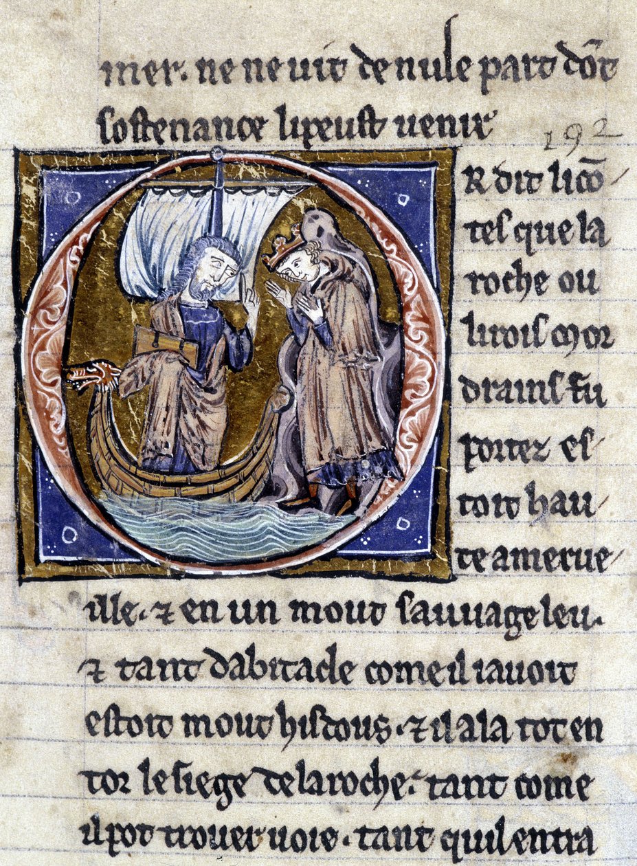 الملك مودريوس. مخطوطة: غزو القديس غريال ، كتبت بعد 717 سنة من آلام سيدنا. Bibliotheque Municipale de Rennes، ms. 255 (مجموعة روايات المائدة المستديرة) ؛ باريس بواسطة فنان غير معروف