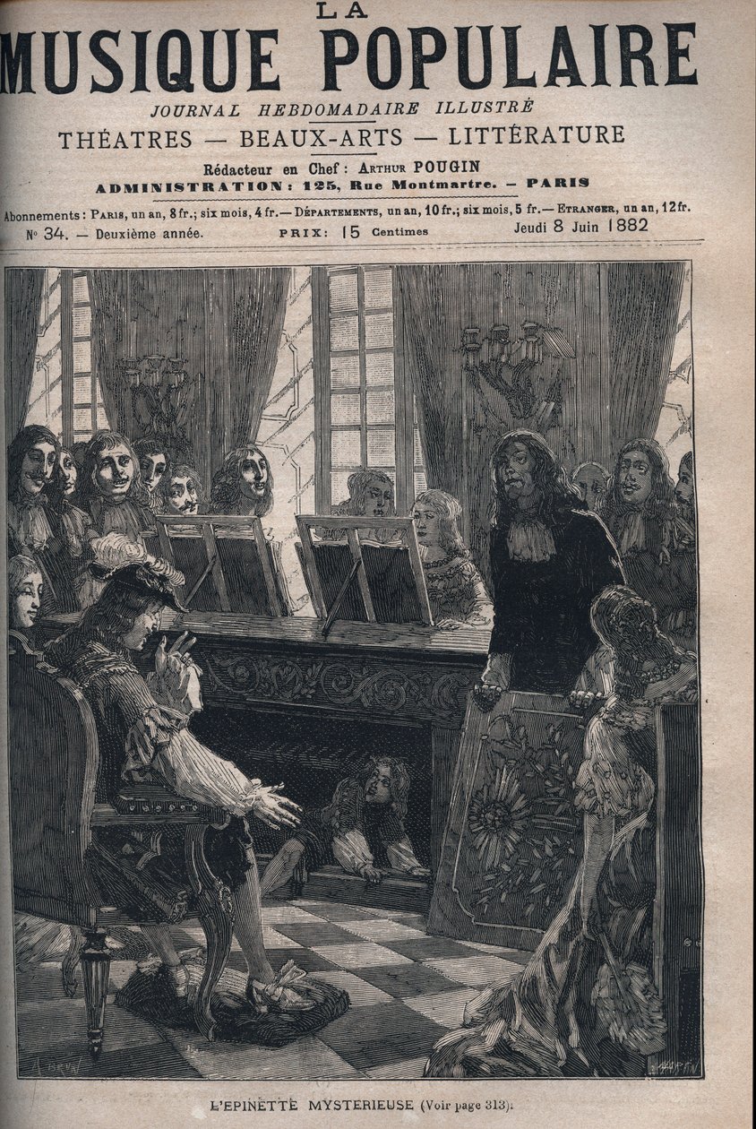 "L'Epinette mysterieuse" يقدم Jean Baptiste Raisin (1655-1693) ، عازف أرغن Troyes ، للملك آلة موسيقية وترية معينة. بناءً على طلبه لفتح السبانيت ، يترك جان بابتيست رايسين ، الابن الصغير لعازف الأرغن ، الآلة الموسيقية بواسطة فنان غير معروف