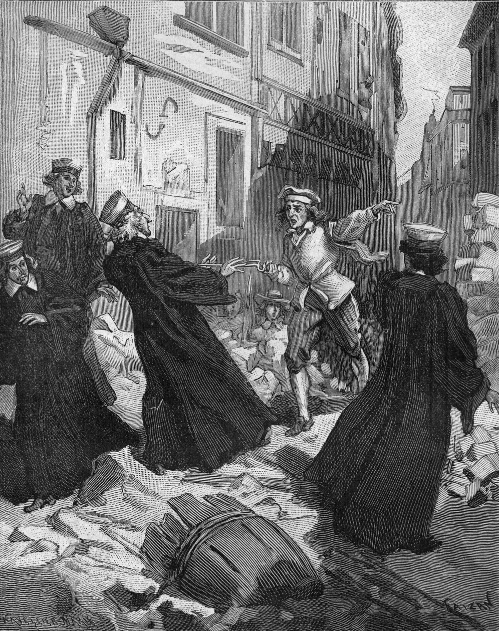 لا فروند (27 أغسطس 1648) - المتاريس في باريس: صبي دوار يهدد رئيس البرلمان ، ماثيو مولي (1584-1656). نقش القرن التاسع عشر. في "هيستوار دو فرانس" لجول ميشليه بواسطة فنان غير معروف