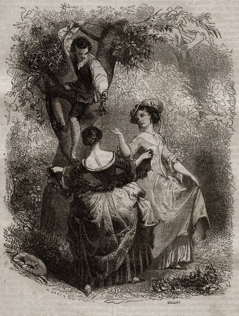 قطف الكرز - رسم توضيحي للاعترافات "لجان جاك (جان جاك) روسو (1712-1778) - نقش عام 1849 بواسطة فنان غير معروف