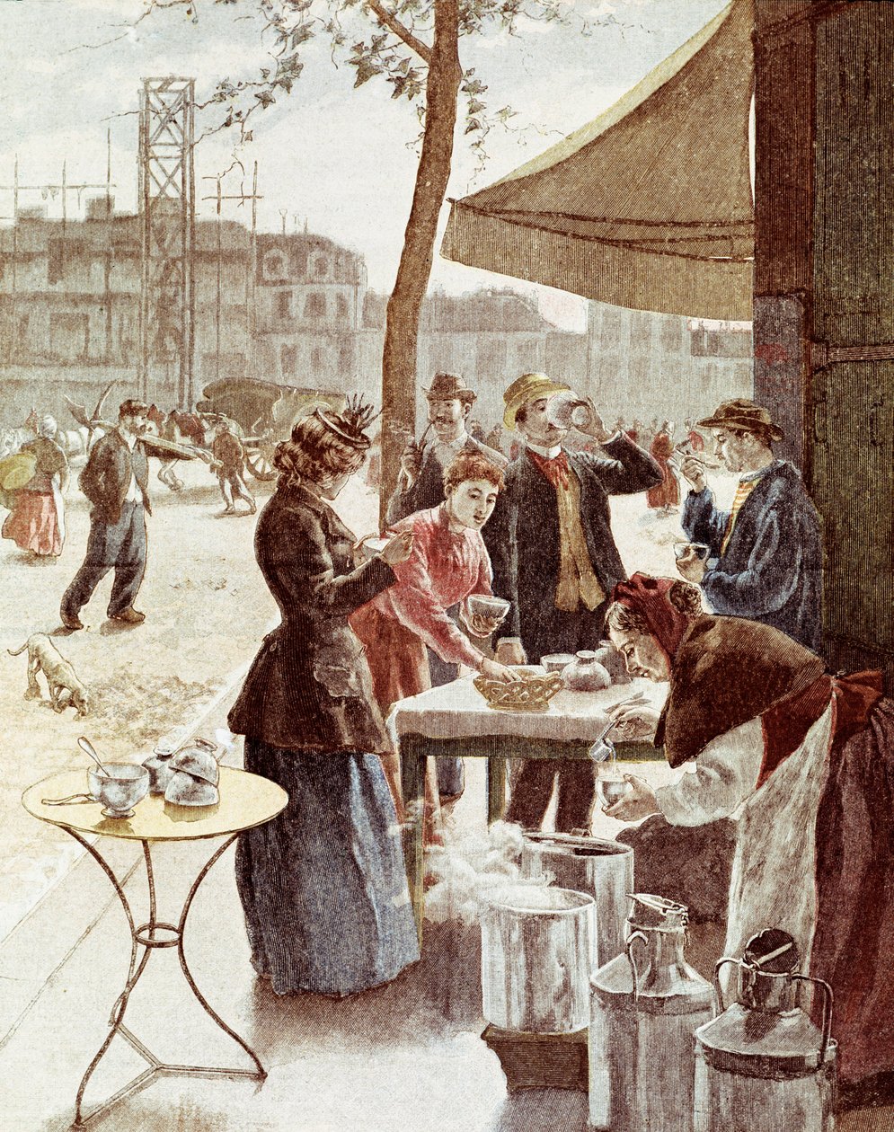 La laitiere ، الساعة 6 صباحًا يوم الأحد. نقش بالألوان 14 يوليو 1895. باريس ، متحف كارنافاليت بواسطة فنان غير معروف