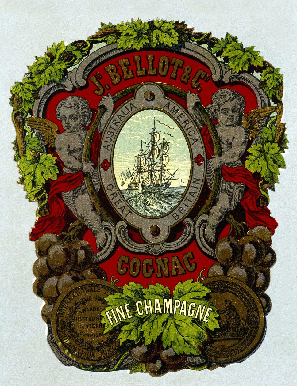 ملصق "" Bellot Cognac - Fine Champagne "، sd. القرن ال 19. بواسطة فنان غير معروف